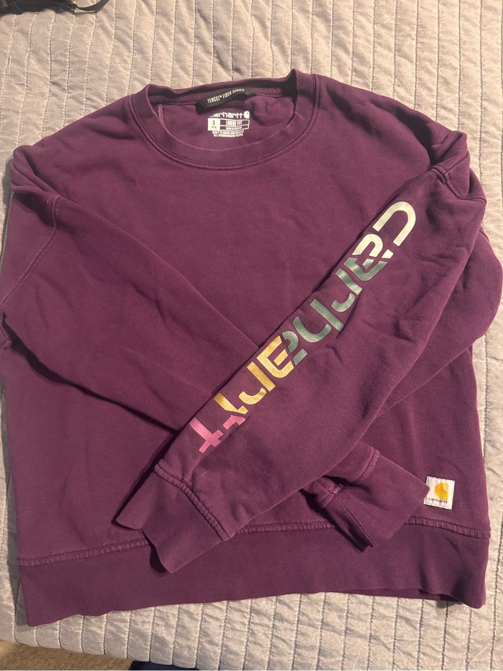Carhartt Purple Crewneck Sweatshirt with Sleeve Logo
